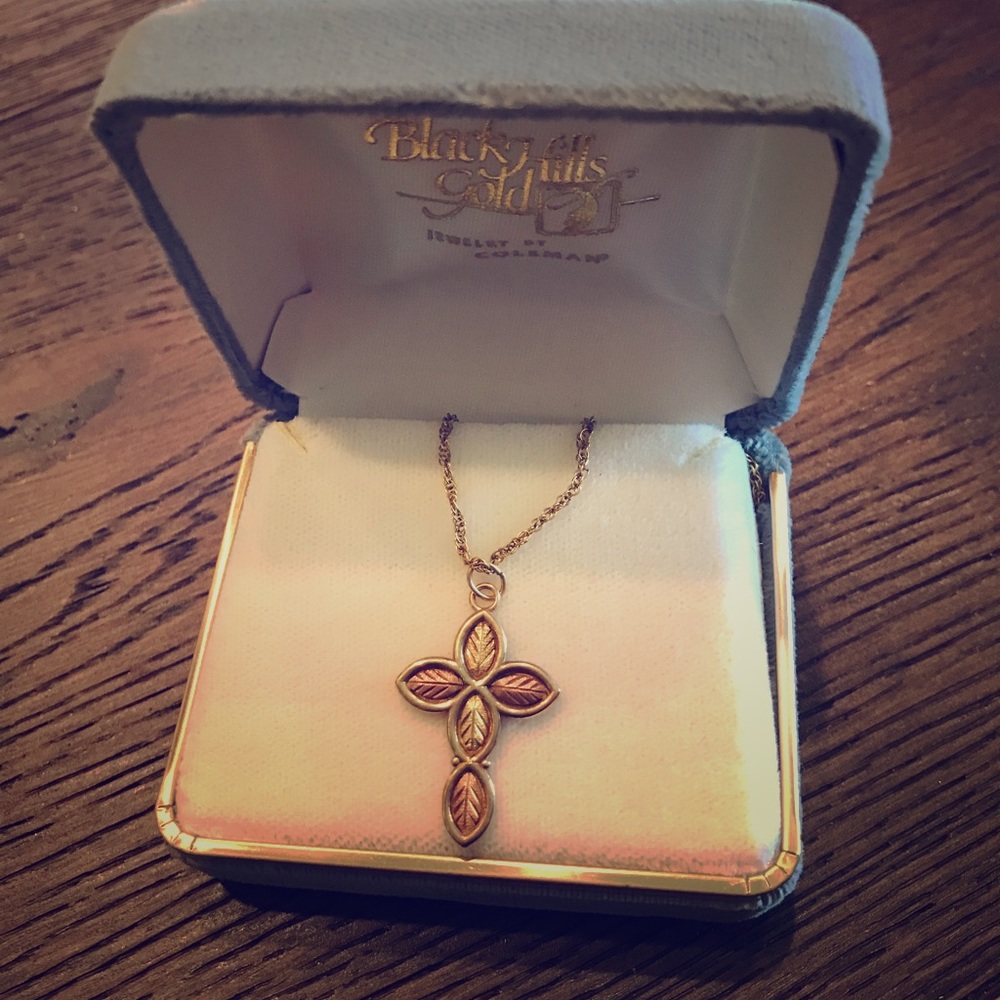 Gold & Rose Gold Black Hills Gold Cross Necklace